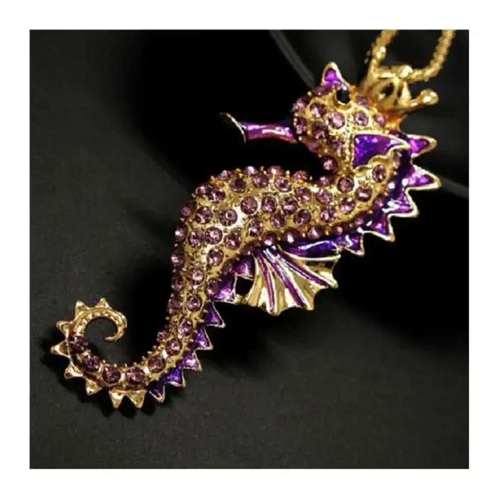 Mode Enamel Crystal - Seahorse Pendentif & Chaîne Collier - Image 1 of 5