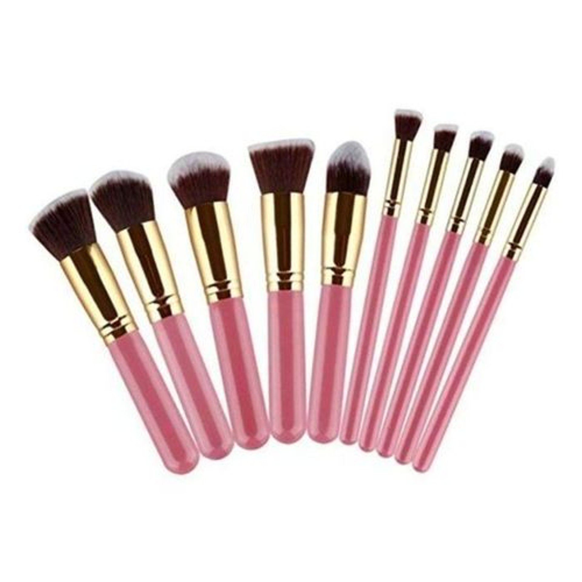 Set ensemble 10 pinceaux maquillage make up pour visage professionel en rose - Image 1 of 4