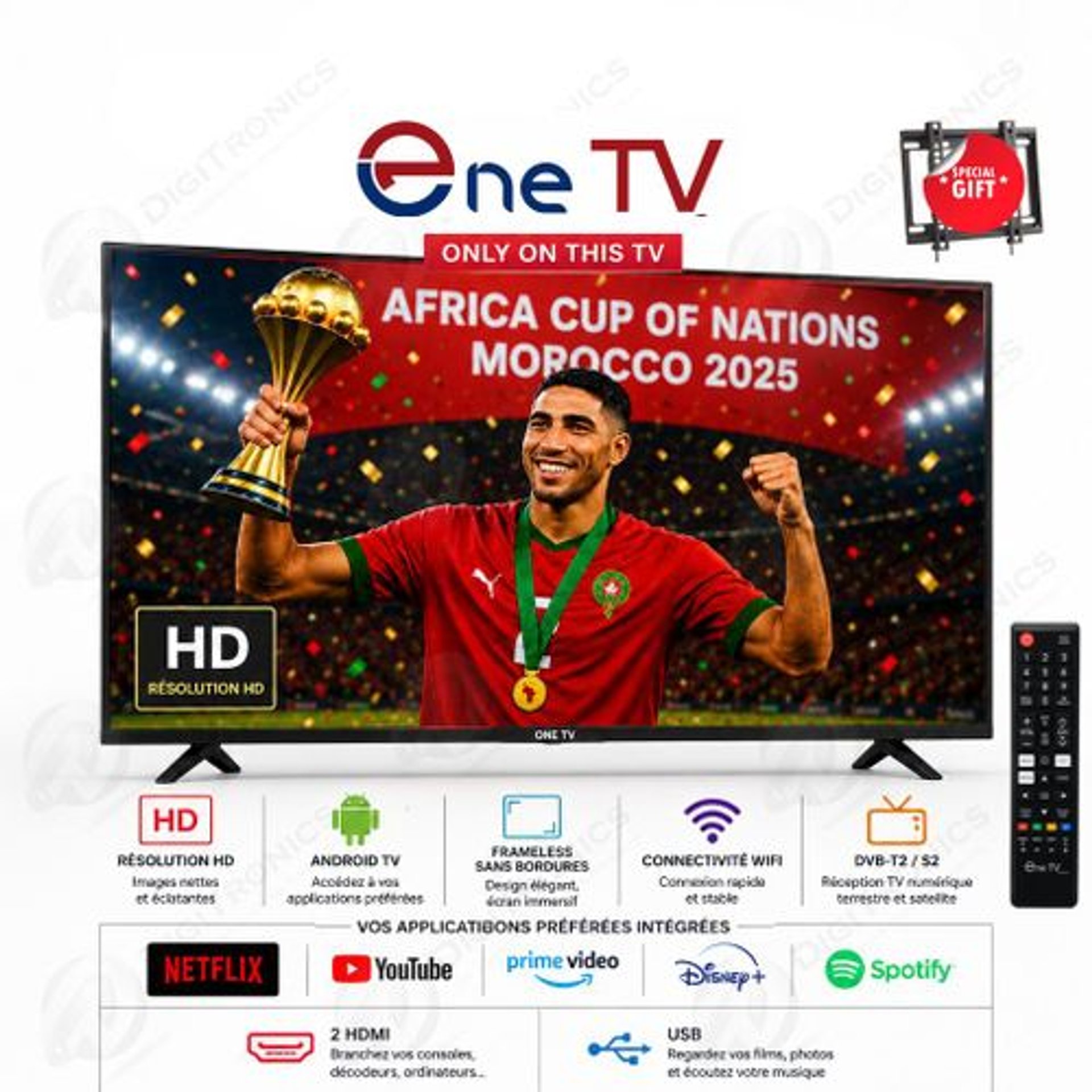 32 Hd Smart Android Tv Frameless Connectivité Wifi, 2 Hdmi, Dvb-t2/s2, Youtube + Support Gratuit - Image 1 of 1