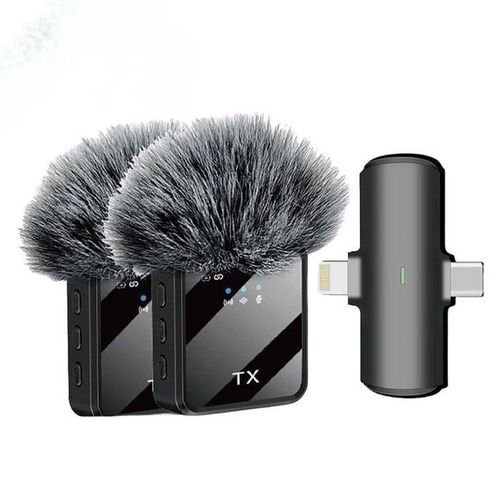 Microphone 2 en 1 sans fil Lavalier F15 Type-c + Iphone - Image 1 of 4