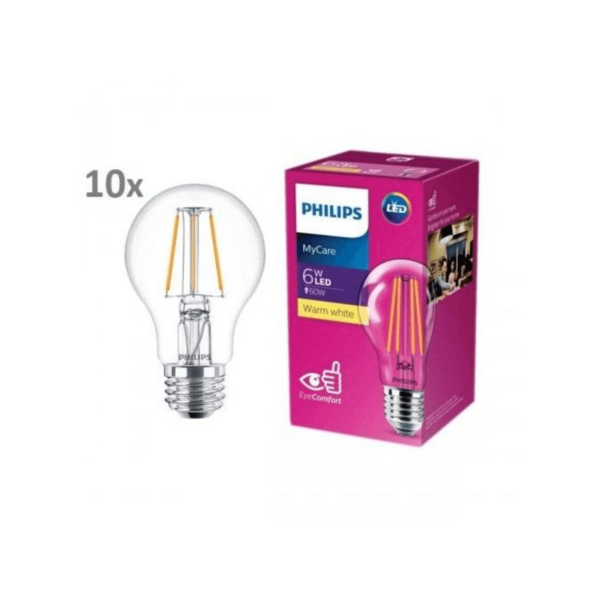 Lot de 10 Lampes à filament LED Classic 6-60W A60 E27 3000K blanc chaud. - Image 1 of 4