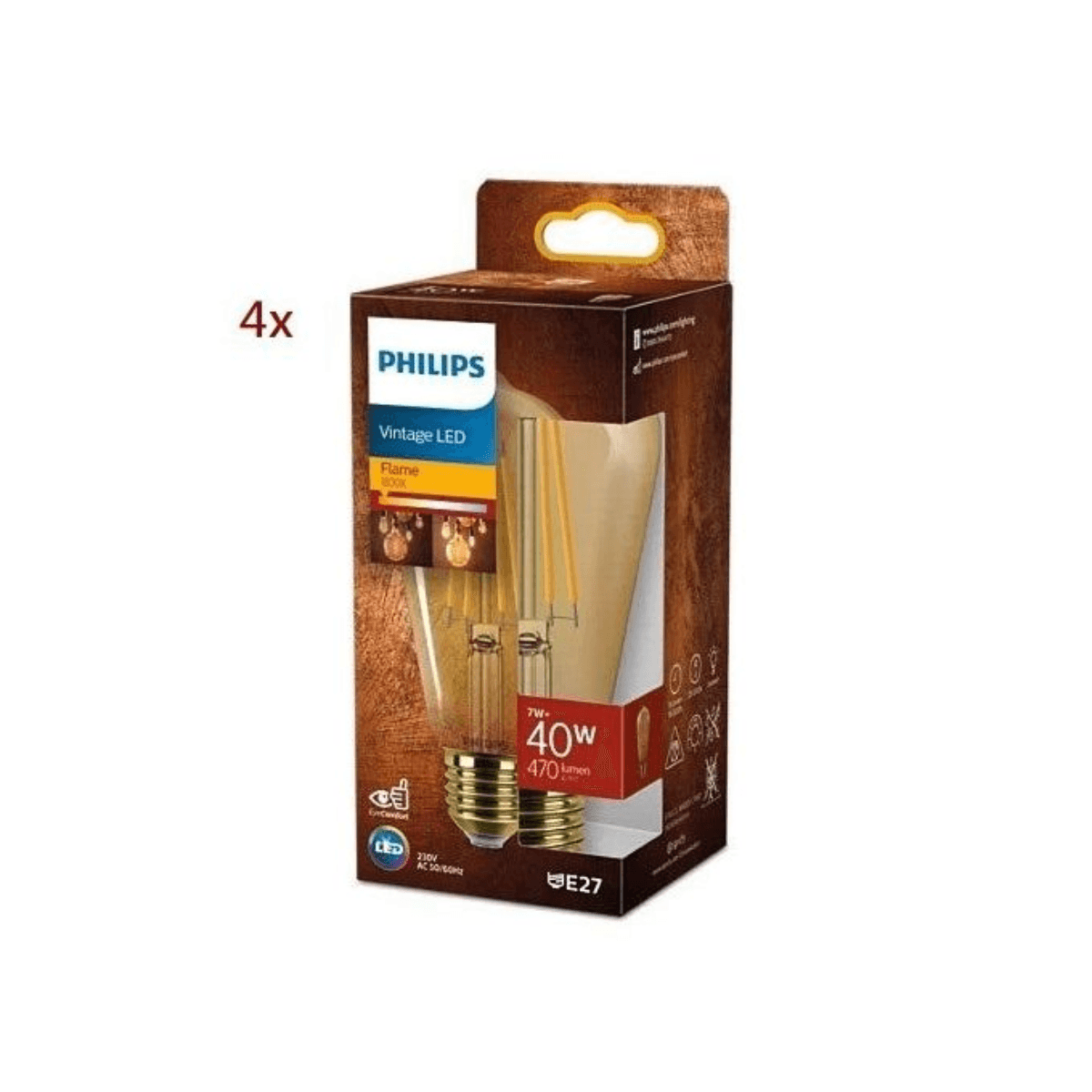 Lot de 4 Ampoules LED ambre à filament 7- 40W ST64 E27 1800k. - Image 1 of 1