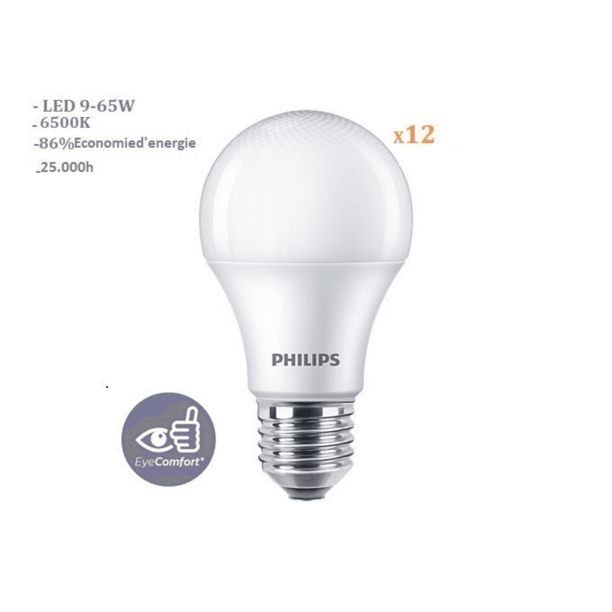 PACK 12 AMPOULES ESS LED BULB 9W E27 6500K 230V 1PF/12 MA lumière blanche - Image 1 of 1