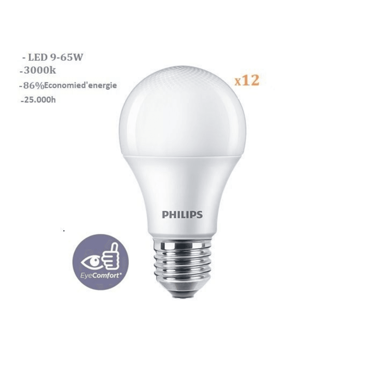 PACK 12 AMPOULES ESS LED BULB 9W E27 3000K 230V 1PF/12 MA - Image 1 of 1