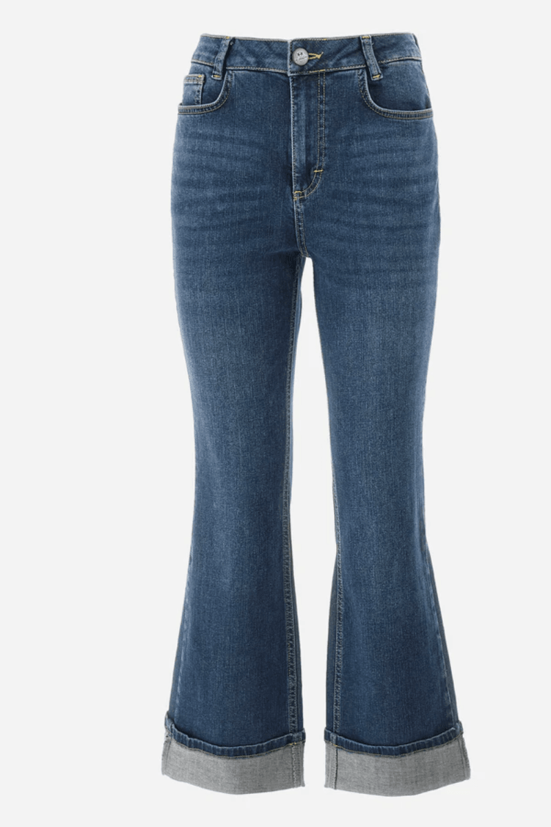 REGULAR FIT FLARED 5-POCKET JEANS in STRETCH COTTON - ZONA - Image 1 of 4