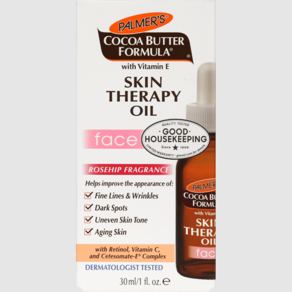 Huile de soin multi-usages pour le visage, enrichie en huile de rose musquée et vitamine E. Elle hydrate, illumine et améliore lapparence des cicatrices, taches et irrégularités du teint. - Image 1 of 1