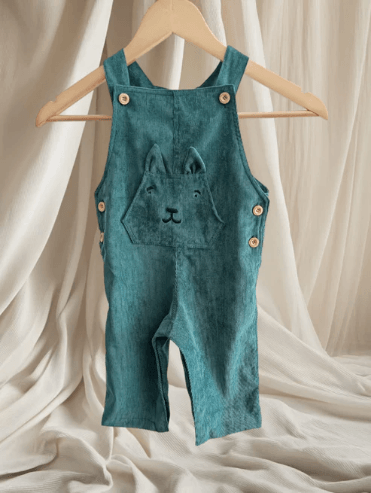 Salopette en velours pour enfant -Vert - Image 1 of 1