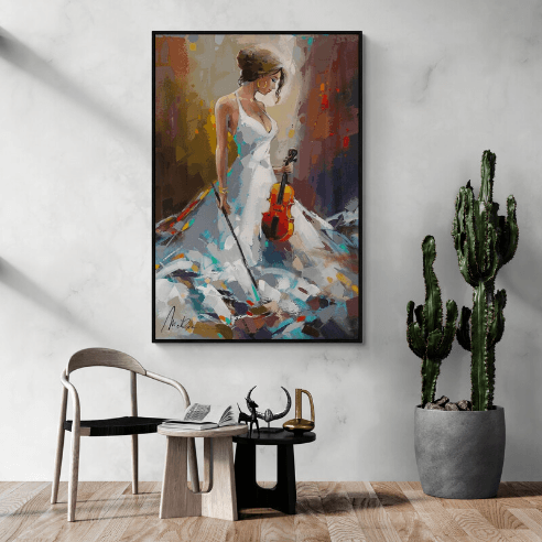 Tableau woman playing violin - Image 1 of 2