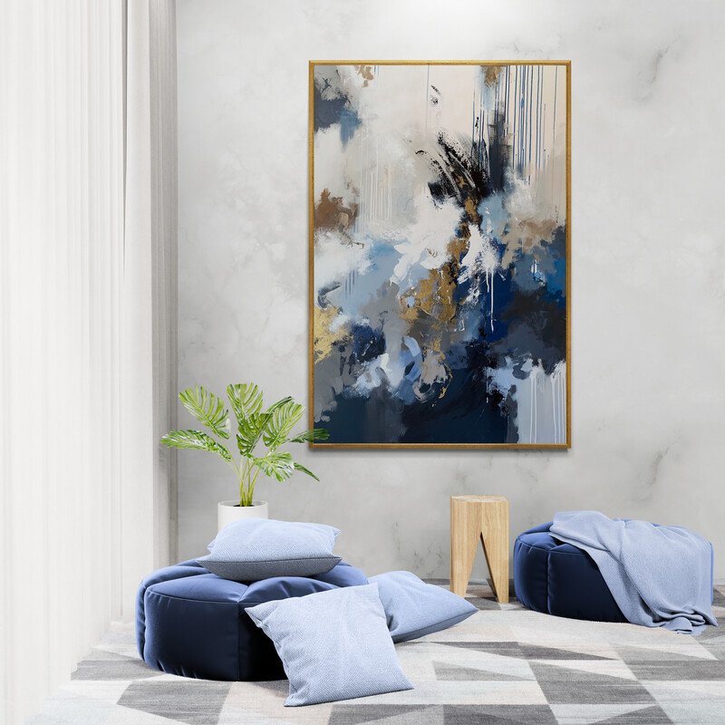 Tableau Beautiful Abstract in Blues - Image 1 of 2