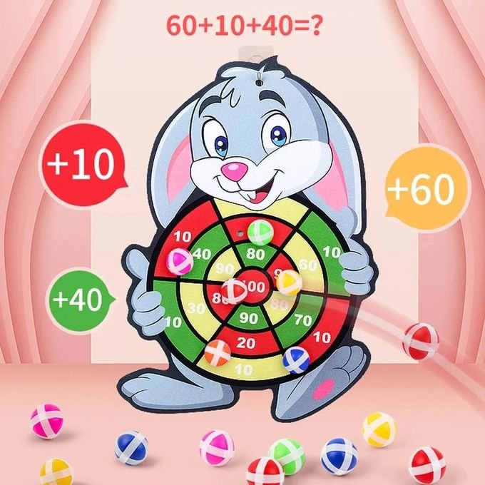 Jeu de Fléchette pour Enfants Jouets Éducatif Interactif, avec 3 Balles Collantes - Thème Lapin - Image 1 of 4