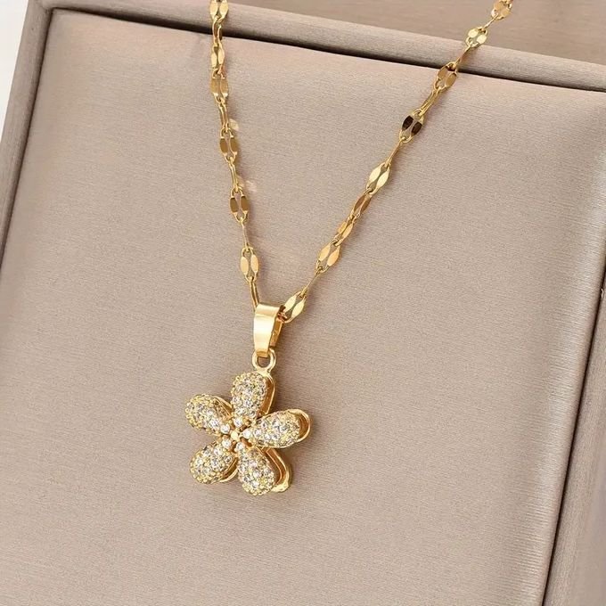 Collier Pendentif Fleur Rotative - Image 1 of 1