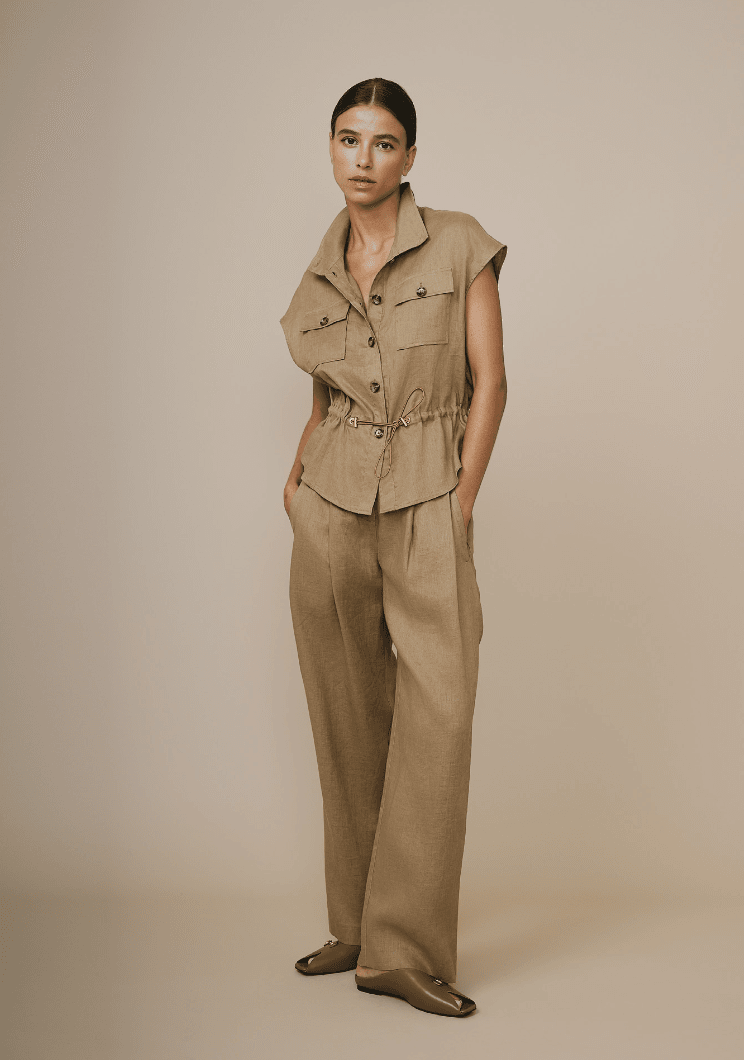Pantalon en Lin Beige - Image 1 of 1