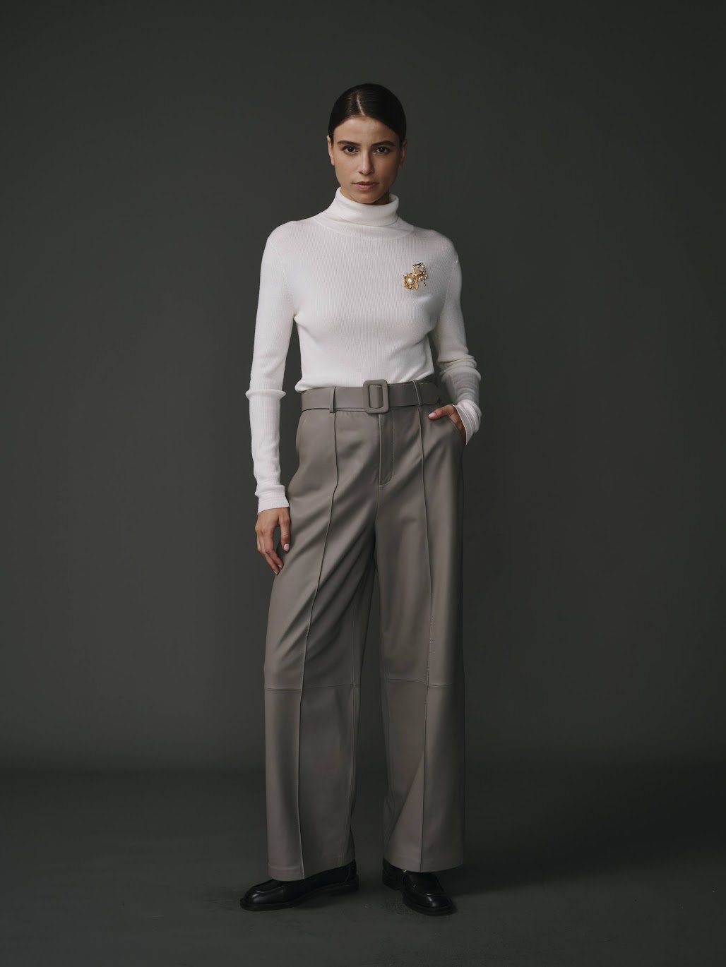 PANTALON CUIR – GRIS - Image 1 of 3
