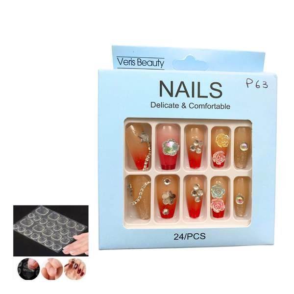 24 Pièces Faux Ongles + Ruban Adhésif Double Face - Image 1 of 1