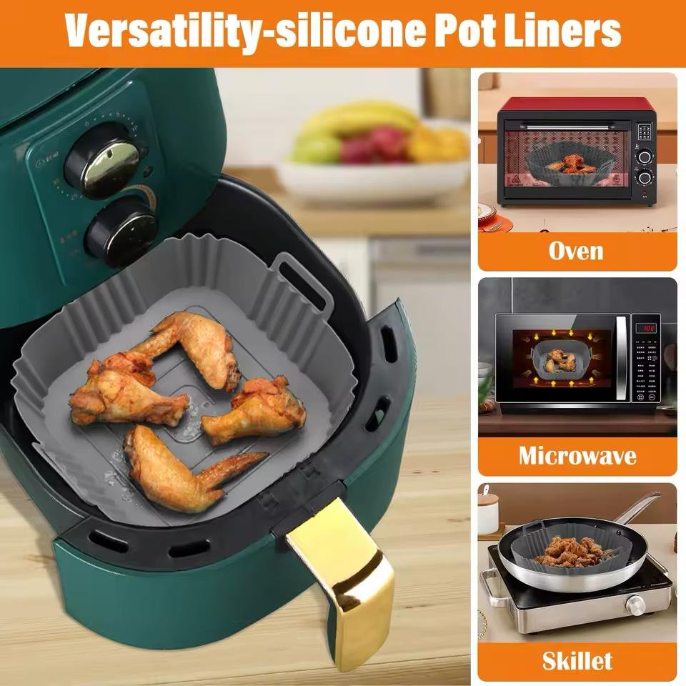 Frayer Moules en Silicone Alimentaire Résistant à la Chaleur 20CM,pour Air Fryer couleur aleatoires - Image 1 of 4