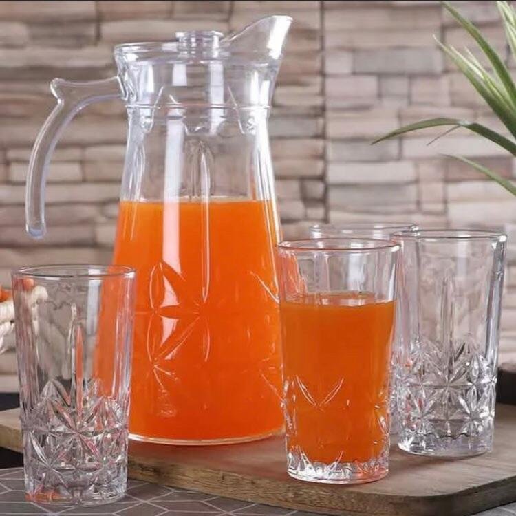 Ensemble de 7 pièces- Carafe et 6 verre a eau Transparent - Image 1 of 2