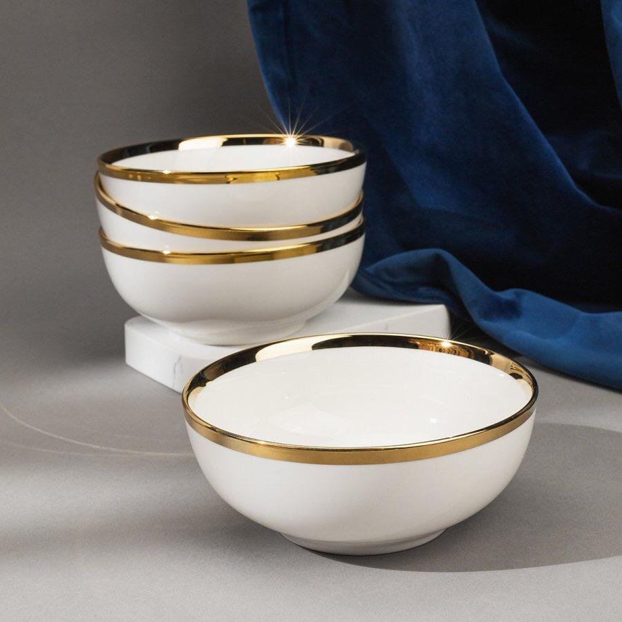 Set 6 Bols en Porcelaine avec Détails Doré 12,5cm - Image 1 of 1