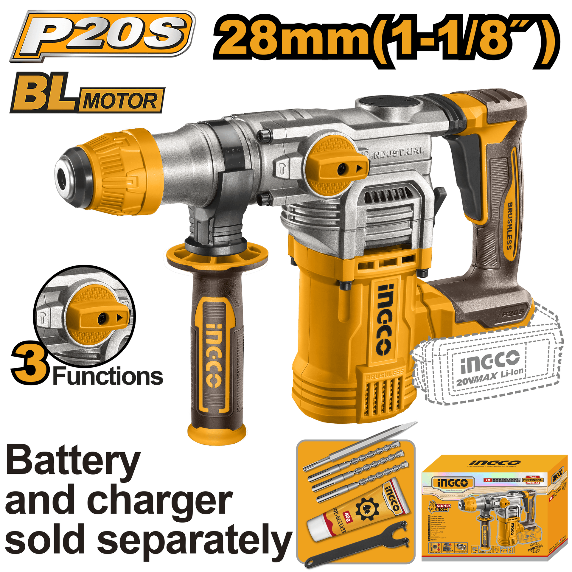 Marteau perforateur SDS Plus 20V 28mm+6access - Image 1 of 1