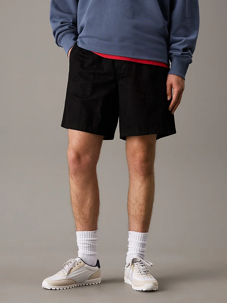 Short en Sergé de Lin et Coton - Image 1 of 4