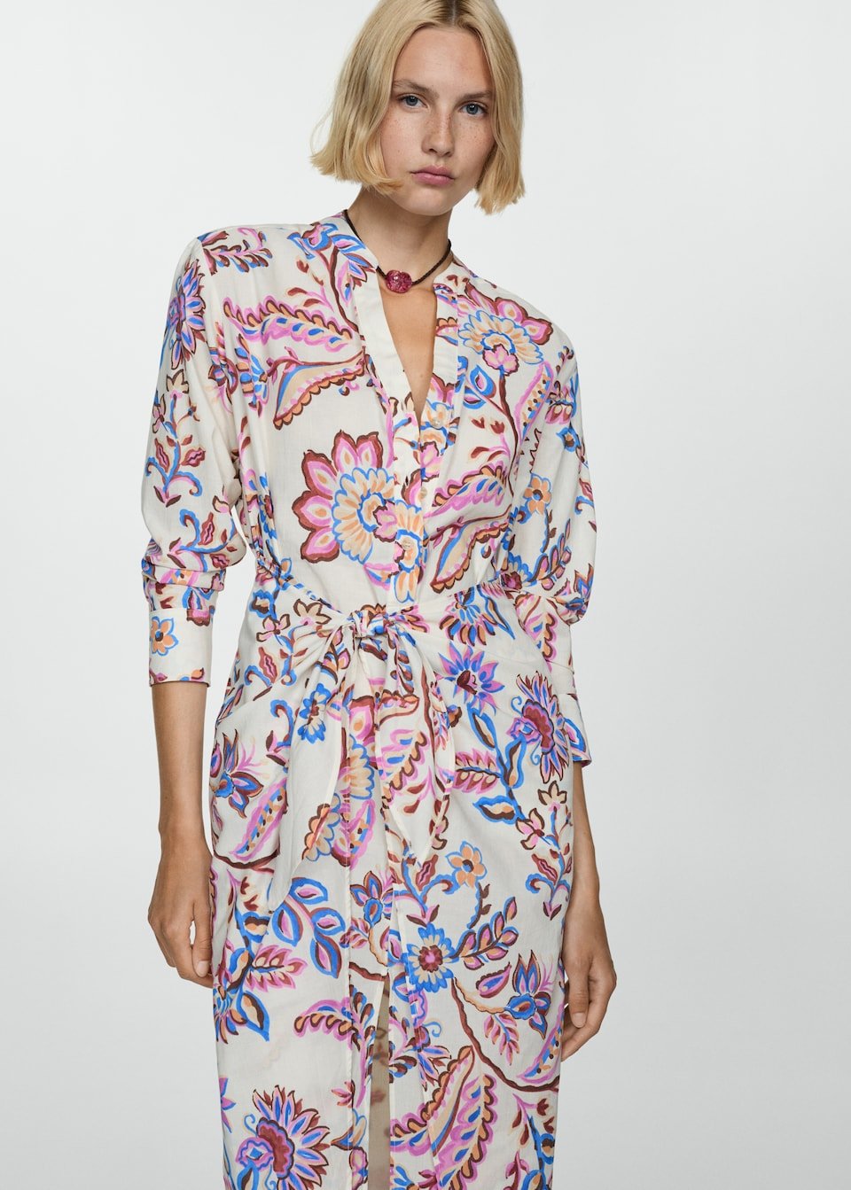 Robe en Imprimé Fleuri Nœud - Image 1 of 4