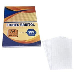 100 Fiches Bristol Blanc Petits Carreaux A4 - Image 1 of 1