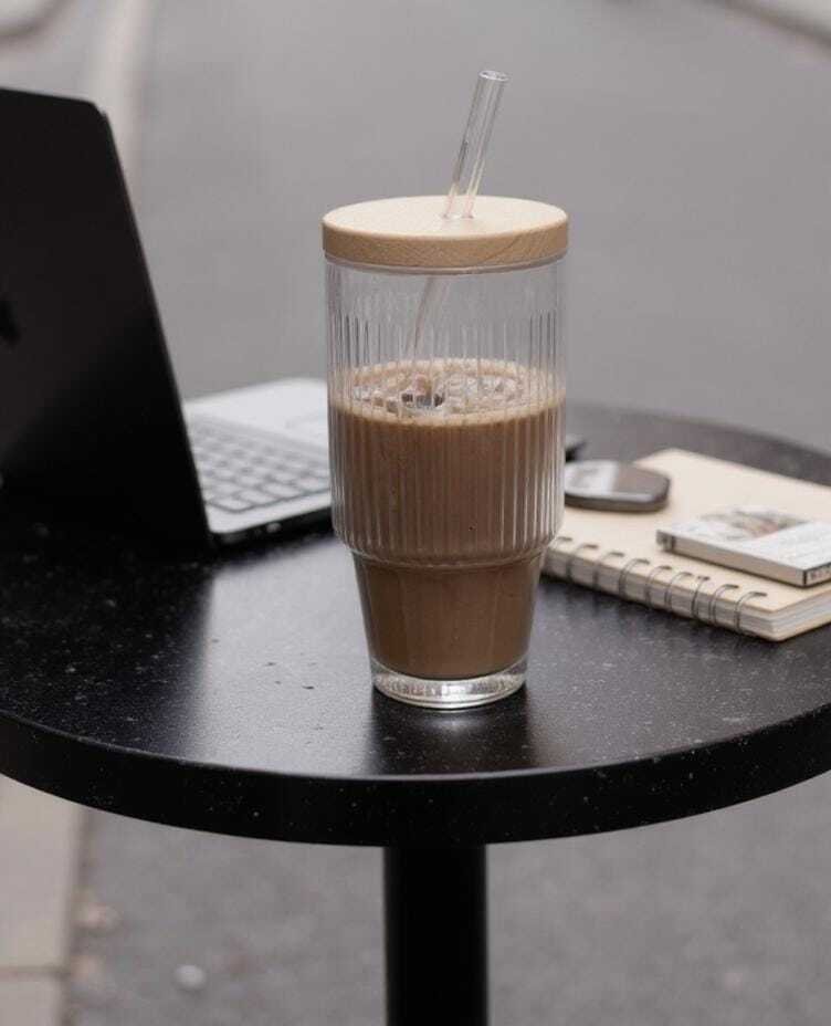 Gobelet Xl Verre Mug avec Couvercle et Paille, 500 Ml - Image 1 of 2
