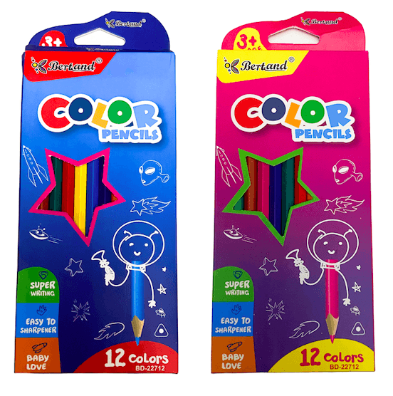 Crayons de couleur de 12 Long Bertand  - Image 1 of 1