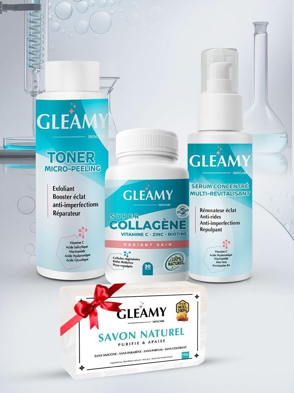 Routine Peau Complete Toner 100ml +  Collagène Boite de 30 Gélules +Sérum 50ml = Savon Offert - Image 1 of 1