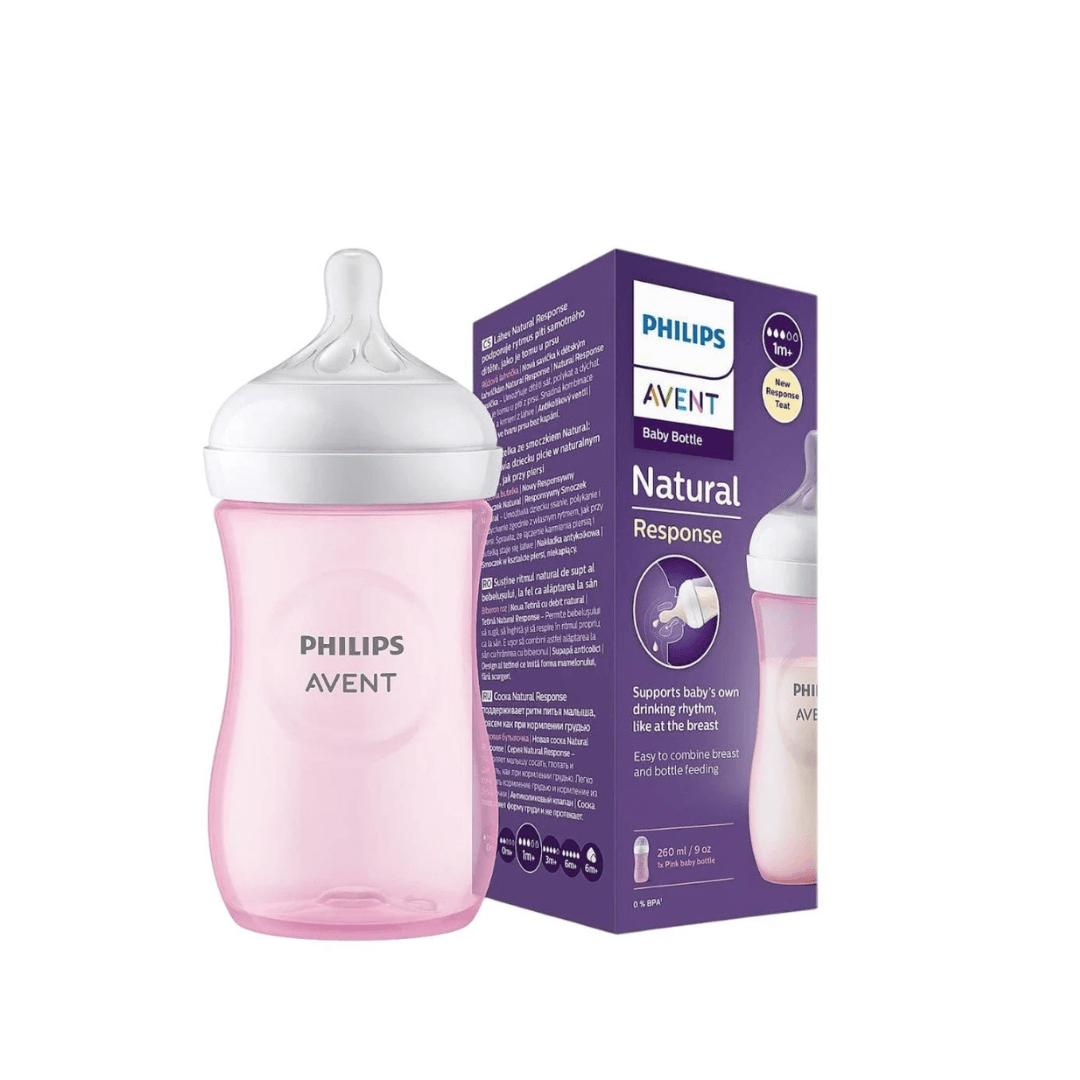 Biberon Natural Response Teat +1m 260ml Pink - Image 1 of 1