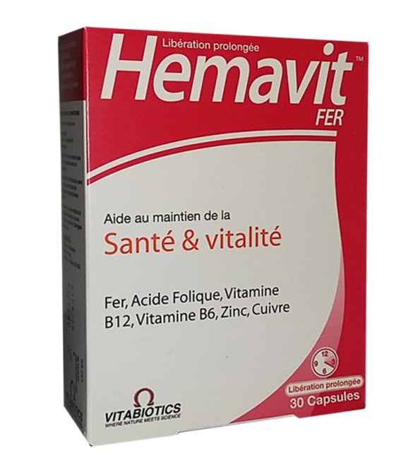 Vitabiotics - Hemavit Fer Santé Et Vitalité - 30 Capsules - Image 1 of 1