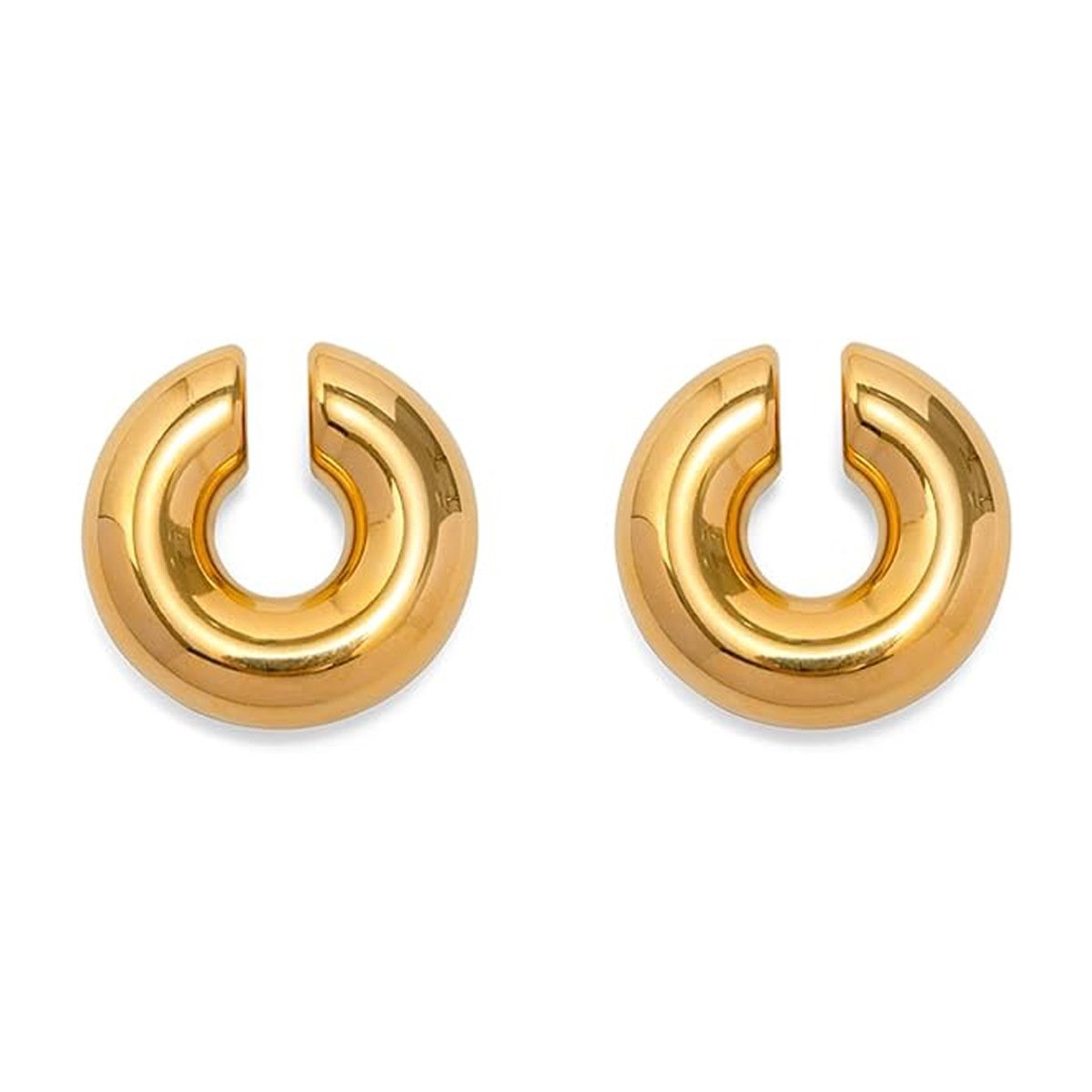 Boucles d’oreilles à clip en forme de C doré ou argenté – Grandes, élégantes et sans perçage - Image 1 of 1
