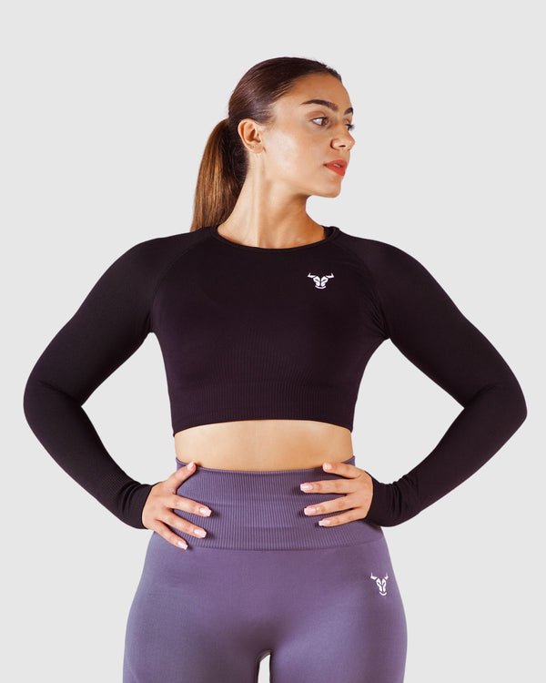 Essential Seamless Haut Court Femme Noir - Image 1 of 4