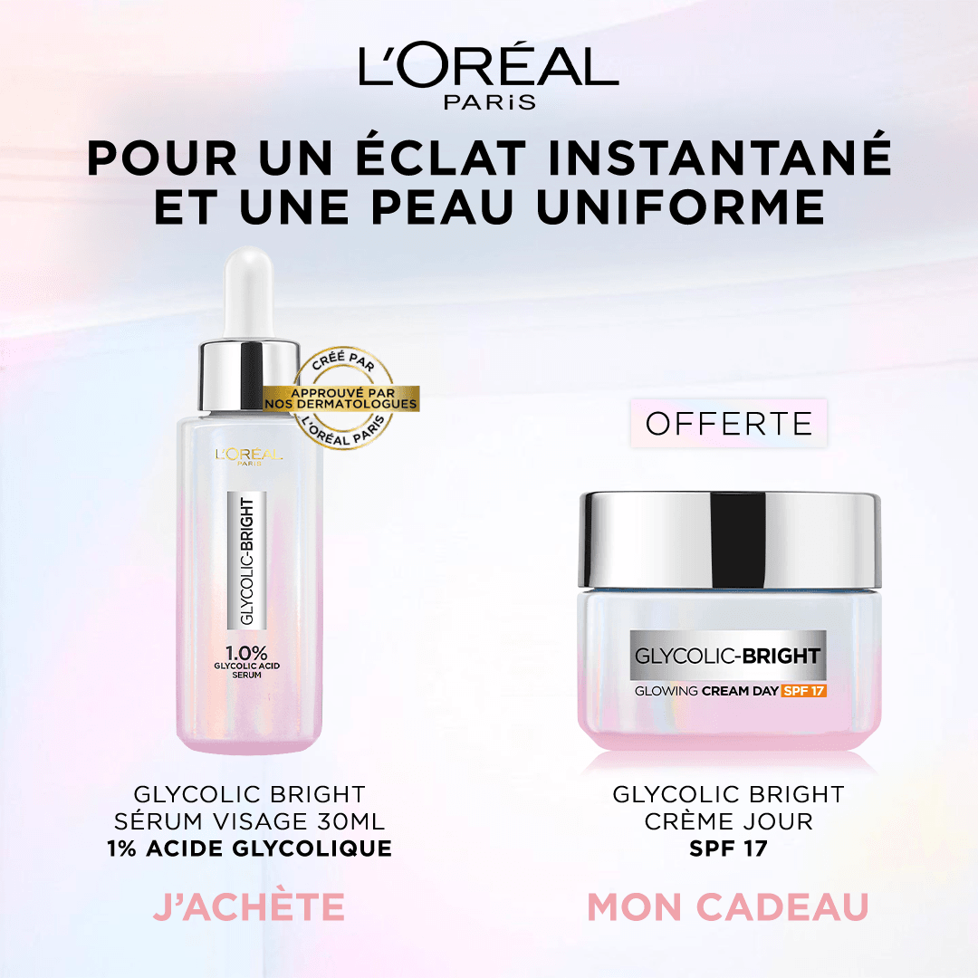 Pack Glycolic Bright - Sérum Visage 30ml + Crème Jour SPF17 50ml à base dacide glycolique - Image 1 of 1