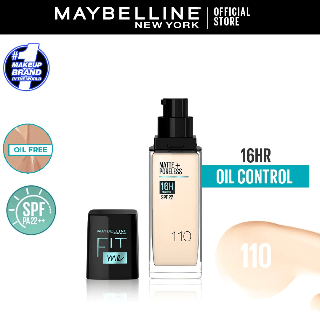 Fit Me Matte + Poreless Liquid Foundation SPF 22 - 110 Porcelaine 30ml - Image 1 of 1