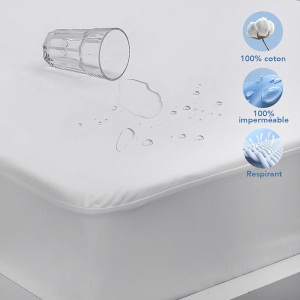 Protége Matelas Imperméable Respirant 100% Coton - Image 1 of 3