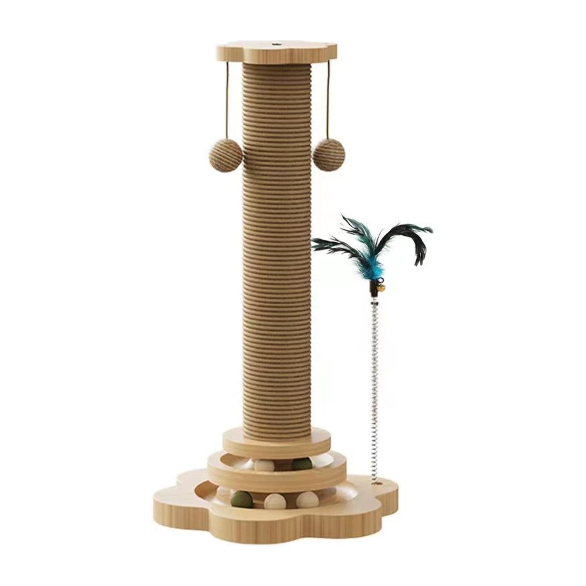 Jouet pour chat en bois avec griffoir en sisal et plateau tournant - Image 1 of 4