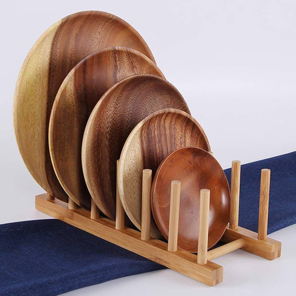 Support de couvercle de casserole en bambou .proximité de la cuisine, assiette, séchage, étagère de rangement-1 pièce - Image 1 of 4