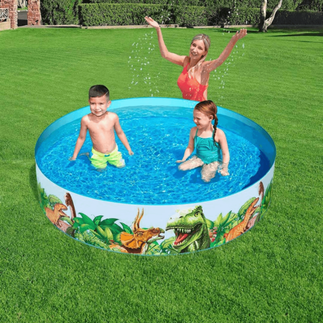 Bassine d’eau enfant en forme de dinosaure sans besoin de gonflage 1.83 m x 38 cm - Image 1 of 4