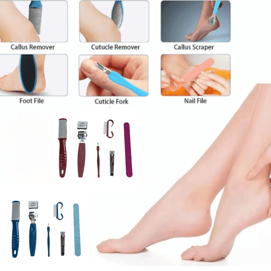 Kit pédicure 7 pièces en acier inoxydable pour soins des pieds féminins (colleur aléatoire) - Image 1 of 4