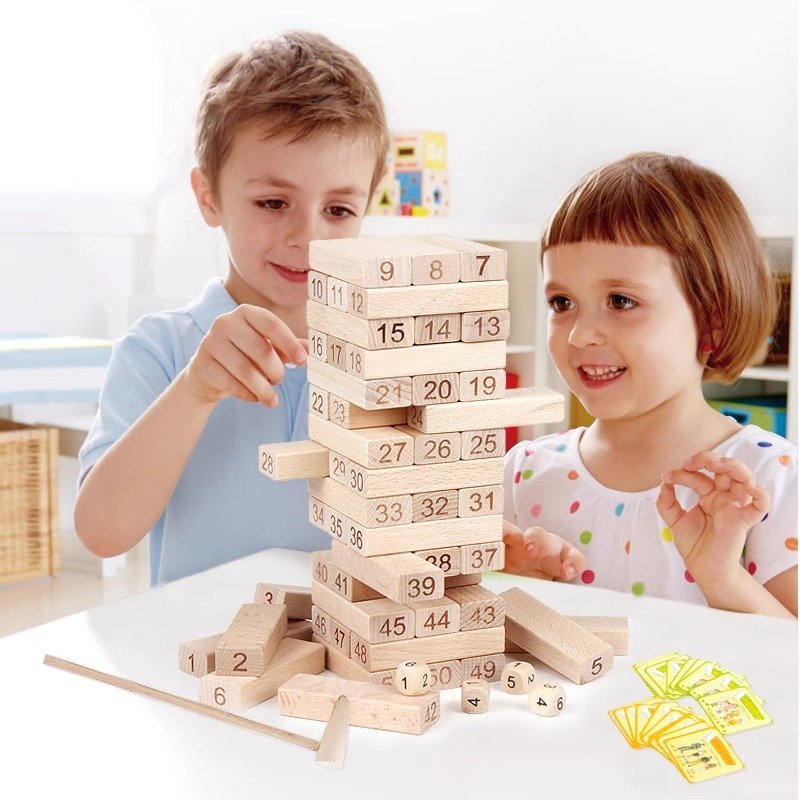 Jeu de Construction en Bois pour Enfants et Adultes (54 Pièces) - Image 1 of 4