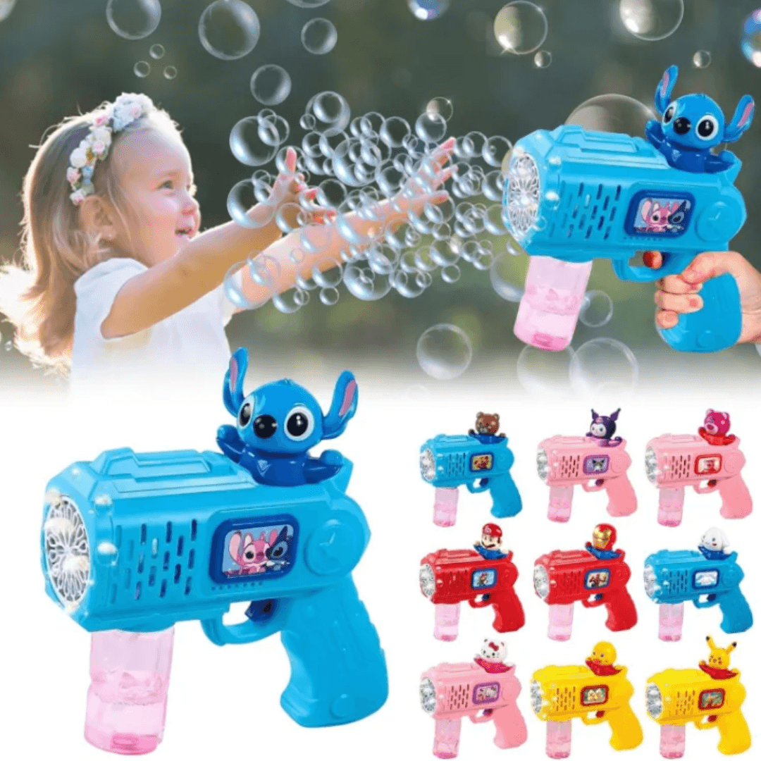 Pistolet à Bulles Électrique Stitch pour Enfants avec Liquide Inclus, Fonctionne sur Piles (Couleur Aléatoire) - Image 1 of 4