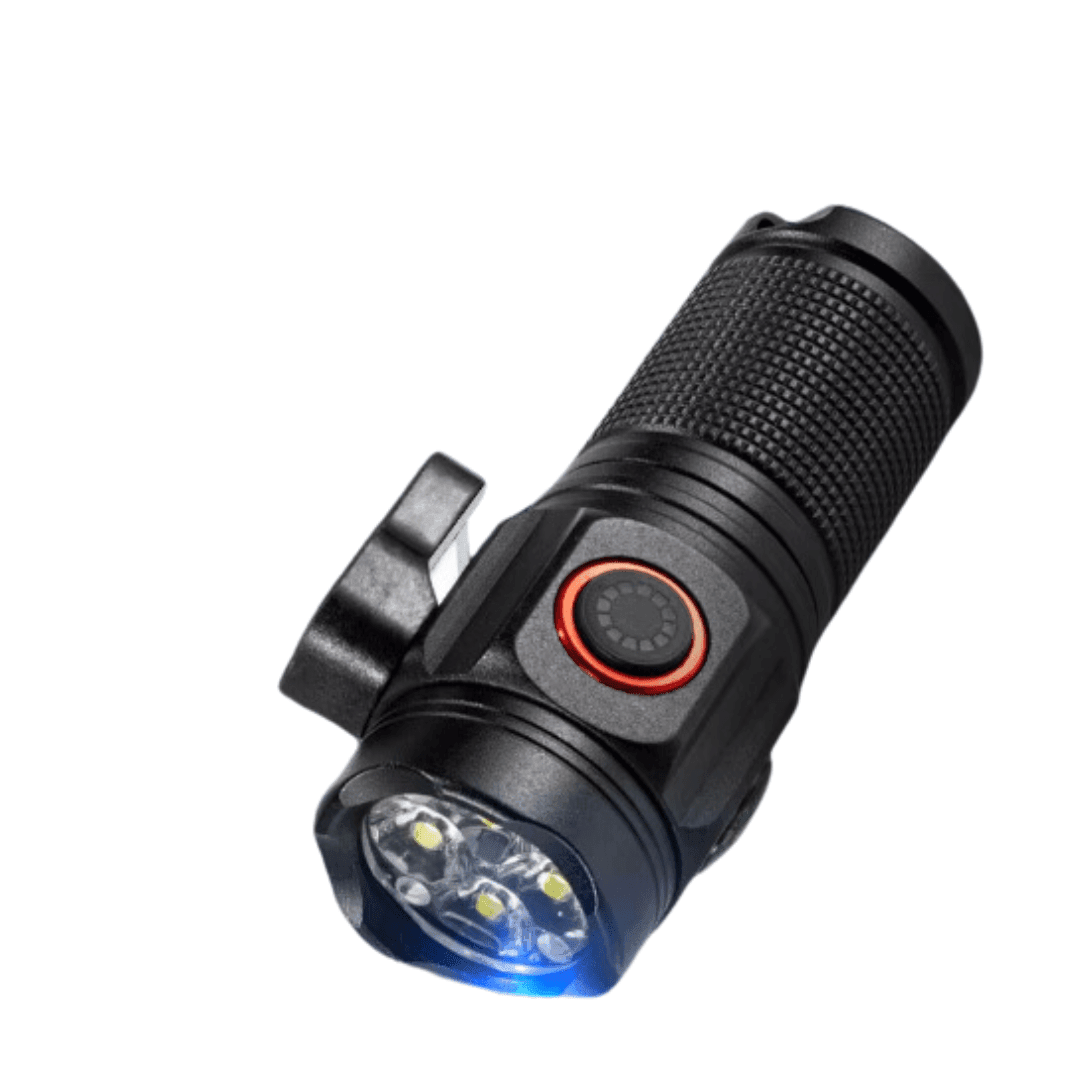 Lampe de Poche Portable LED, Torche Multifonction avec Boussole et Coupe-Ceinture (métal) - Image 1 of 2