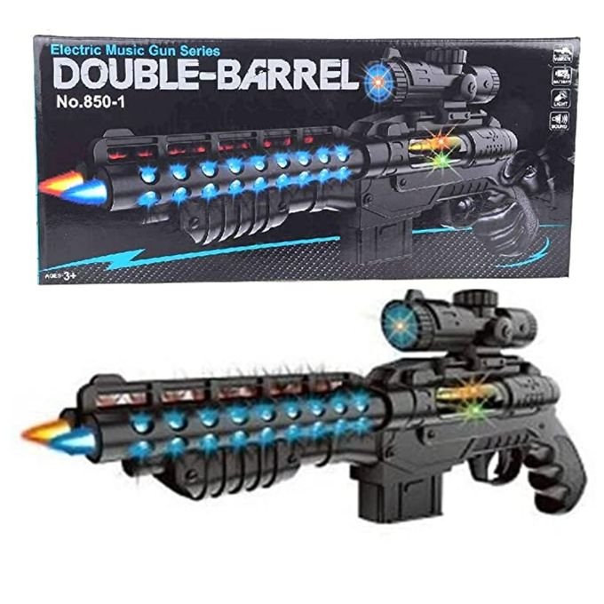 jouet Pistolet électrique avec musical et double baril avec lumière laser - Image 1 of 4