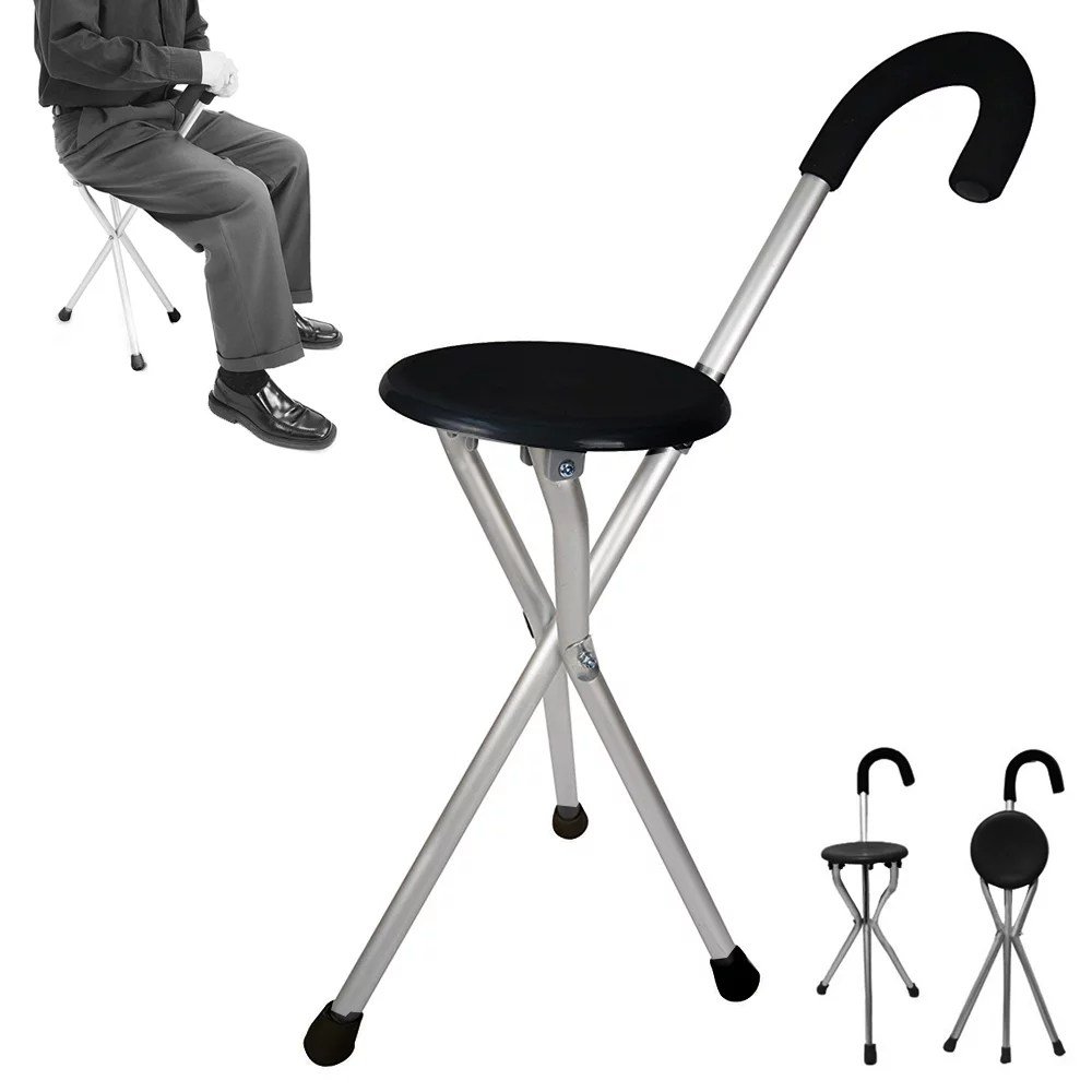 Canne de marche convertible en chaise pour seniors - Image 1 of 4