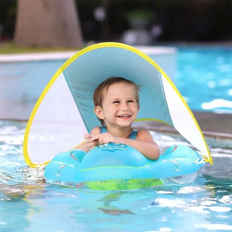 Bouée de Natation gonflable flottant pour bébé avec parasol - Image 1 of 4