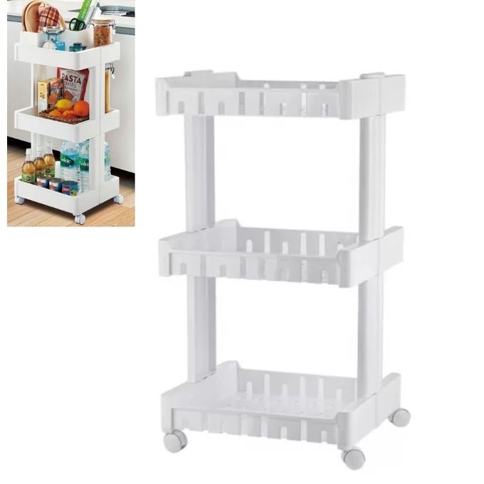Organisez avec Style Étagère Carrée à Roues 3 Niveaux pour un Rangement Pratique - Image 1 of 2