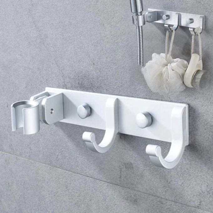 Optimisez votre expérience de douche avec notre Support de Pomme de Douche à Main et ses 2 Crochets Pratiques - Image 1 of 1