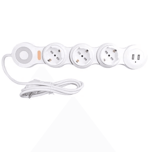 Multiprise Flexible PowerFlex avec 3 Prises et 2 Ports USB Charge Rapide - Image 1 of 3