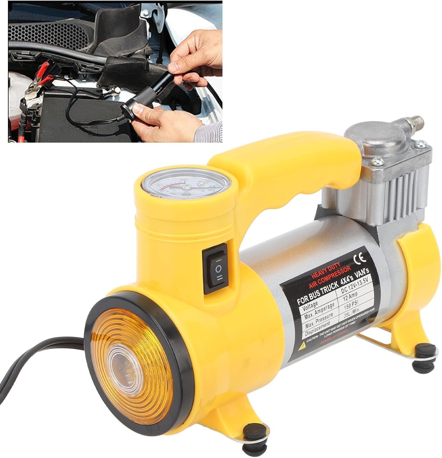 Gonflez et Roulez Compresseur d’Air Métallique 12V pour Pneus de Voiture - Image 1 of 4