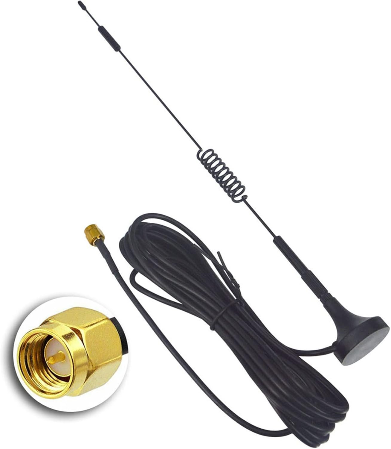 Antenne pour talkie-walkie 433MHz SMA mâle avec base magnétique à aspiration - Image 1 of 4